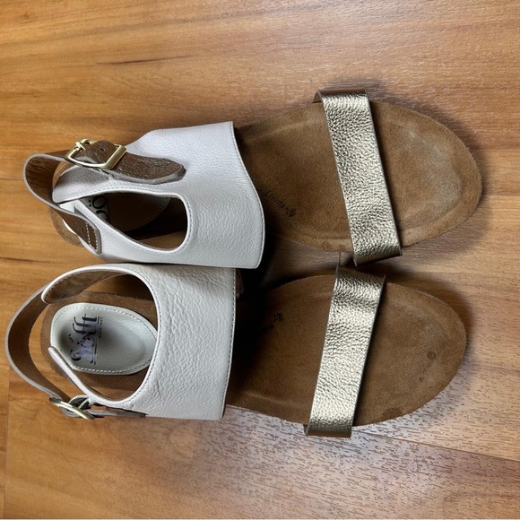 Sofft Vanita Womens Size 9.5M Taupe Gold Leather Slingback Wedge Sandals - Picture 3 of 9